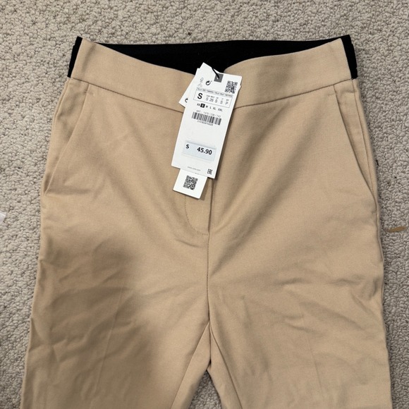 NWT Zara Womens Beige Dress Pants Elastic Stretch Business Casual S - Picture 1 of 7